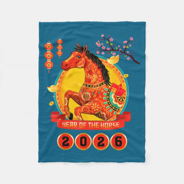 Manta Polar Chinese New Year 2026 Year Of The Horse Happy Luna (Anverso)