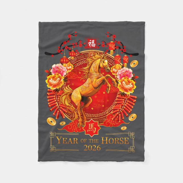 Manta Polar Chinese New Year 2026 Year Of The Horse Happy New  (Anverso)
