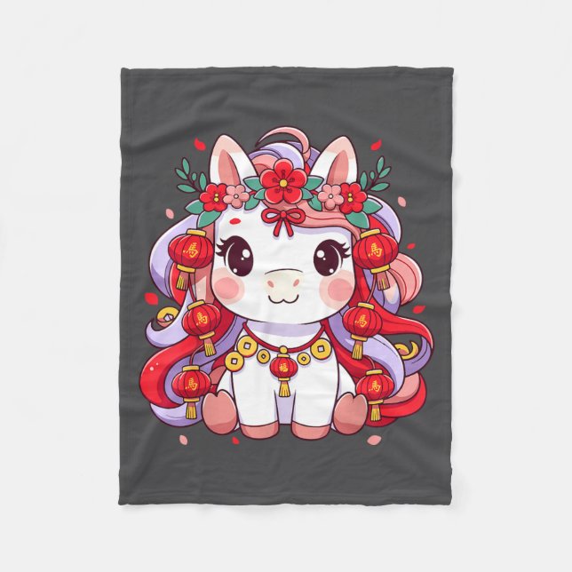 Manta Polar Chinese New Year Of The Horse 2026 Women Girls  (Anverso)
