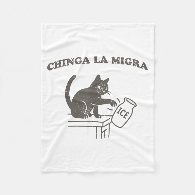 Manta Polar Chinga La Migra Immigration Abolish Ice Funny Cat  (Anverso)