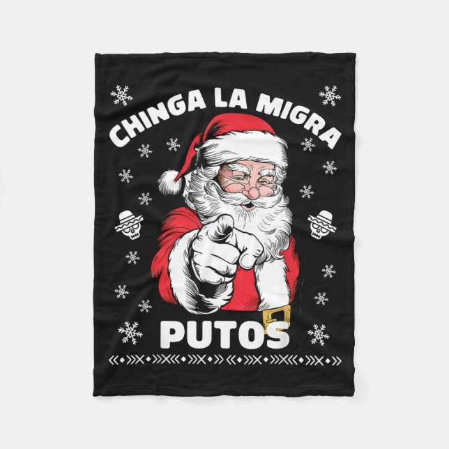 Manta Polar Chinga La Migra Putos Christmas Santa Feliz Navida (Anverso)