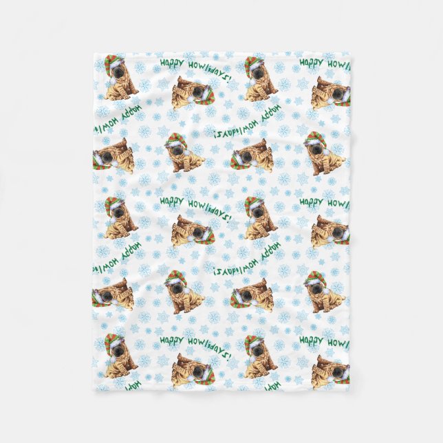 Manta Polar Chino feliz Shar-Pei de Howlidays (Anverso)