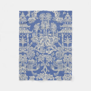 Manta Polar Chinoiserie azul y blanca Oriental