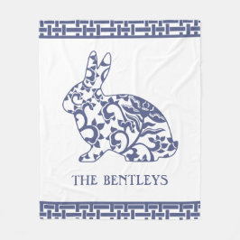 Manta Polar Chinoiserie Bunny Rabbit Fleece Blanket