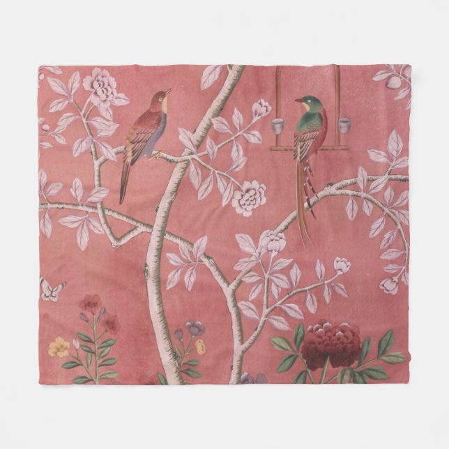 Manta Polar Chinoiserie rosa (Frente (Horizontal))
