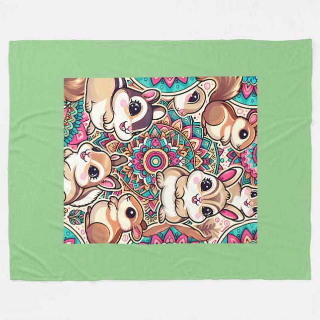 Manta Polar "Chipmunks & Cottontails" (Frente (Horizontal))