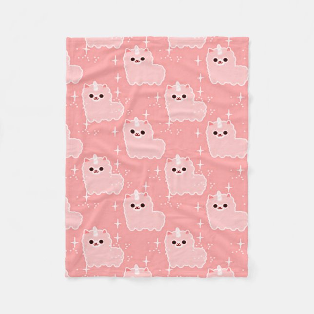 Manta Polar Chispas mullidas rosadas del unicornio del clavel (Anverso)