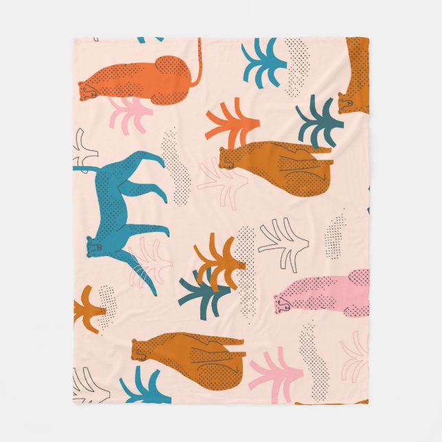 Manta Polar Chita de la jungla: Patrón Tropical Funky. (Anverso)