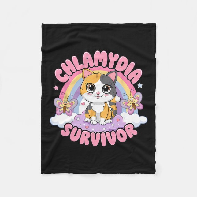 Manta Polar Chlamydia Sobreviviente Gato Meme Camisas Graciosa (Anverso)