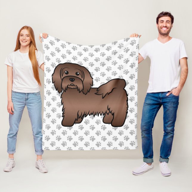 Manta Polar Chocolate Havanese Cute Cartoon Dog Ilustracion (In situ)