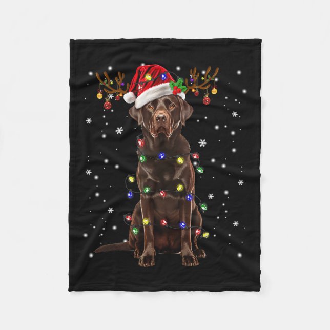 Manta Polar Chocolate Lab Labrador Christmas Tree Light Pajama (Anverso)