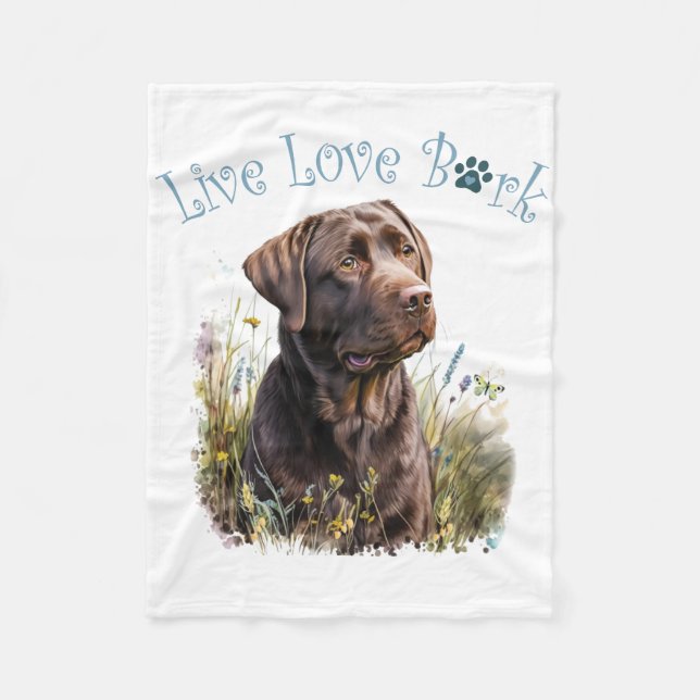Manta Polar Chocolate Lab Perro Mamá Floral (Anverso)