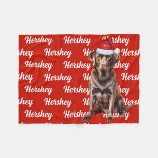 Manta Polar Chocolate Lab Santa Perro Nombre Personalizado Nav
