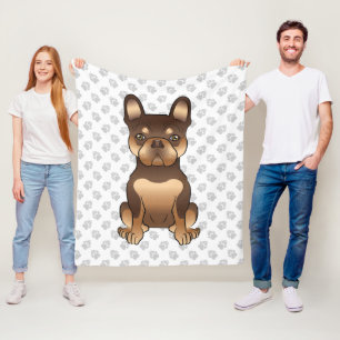 Manta Polar Chocolate y Tan French Bulldog Perro Lindo & Patas