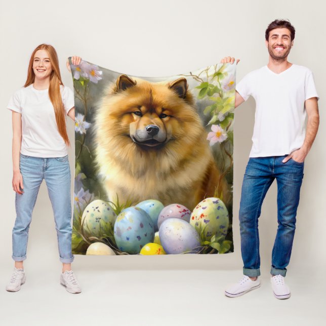Manta Polar Chow Chow con festividad de huevos de Pascua (In situ)