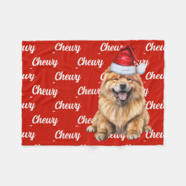 Manta Polar Chow Chow Santa Dog con Navidades de nombres perso