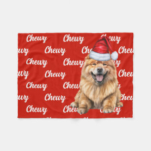 Manta Polar Chow Chow Santa Dog con Navidades de nombres perso