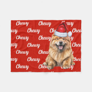 Manta Polar Chow Chow Santa Dog con Navidades de nombres perso