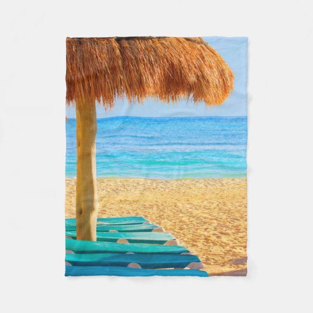 Manta Polar Choza y ociosos de la hierba en la playa (Anverso)