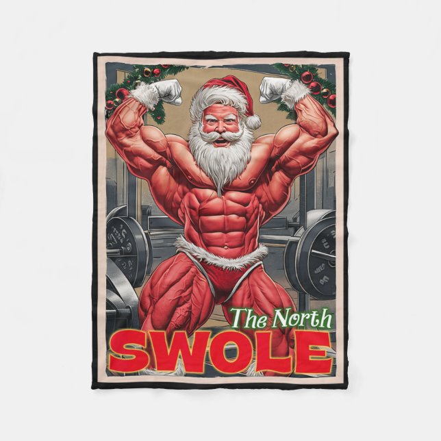 Manta Polar Chris Funny Muscular Santa Flex (Anverso)