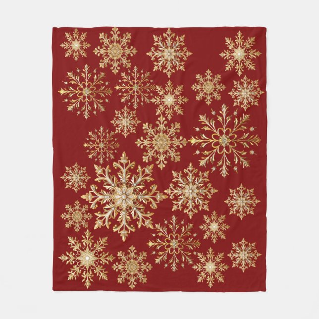 Manta Polar Christams Gold and Red Snowflake  (Anverso)