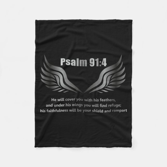 Manta Polar Christian Bible Verse Quote Psalm 91 4 Design On T (Anverso)