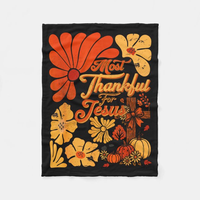 Manta Polar Christian Fall Thanksgiving Autumn Most Thankful F (Anverso)