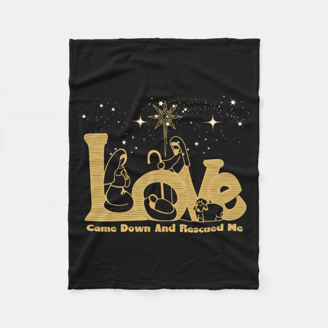 Manta Polar Christian Family Christmas Nativity Scene Gold T S (Anverso)