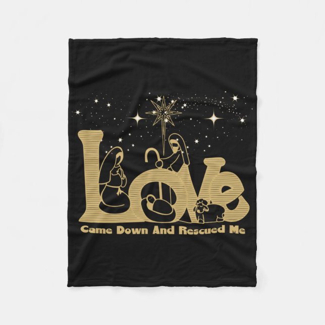 Manta Polar Christian Family Christmas Nativity Scene Gold T S (Anverso)