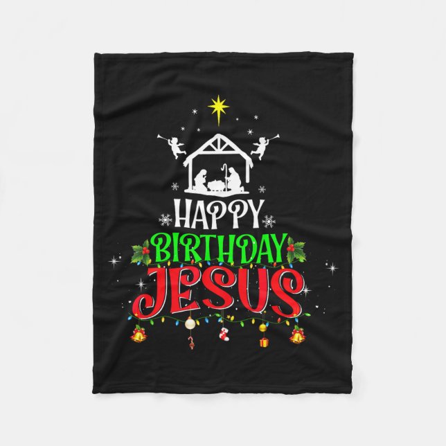 Manta Polar Christian Tree Christmas Happy Birthday Jesus Wome (Anverso)