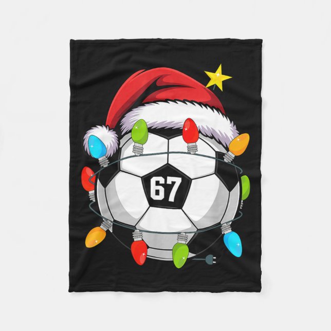 Manta Polar Christmas 67 Meme Soccer Ball Santa Hat Funny Xmas (Anverso)
