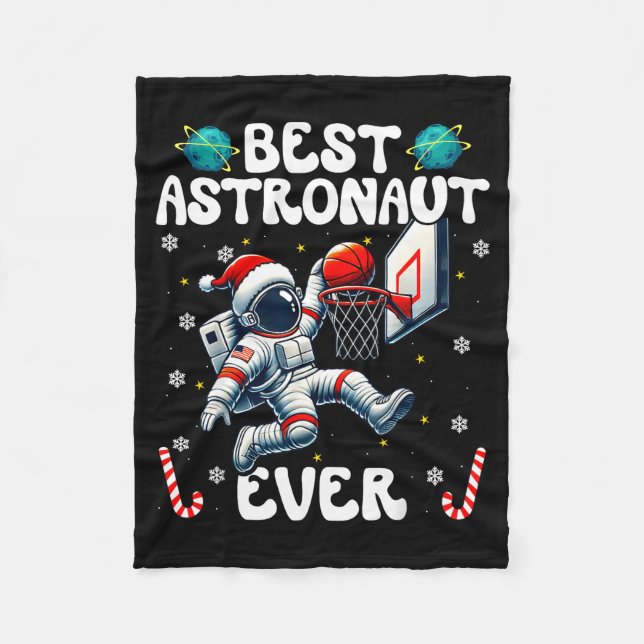Manta Polar Christmas Astronaut Ever Santa Hat Snowflakes Cand (Anverso)