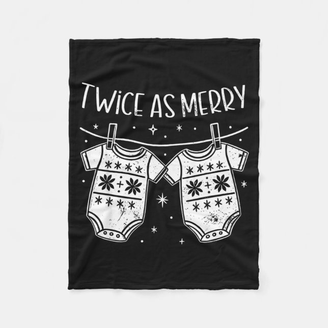 Manta Polar Christmas Baby Twin Mom Xmas Twin Pregnancy Reveal (Anverso)