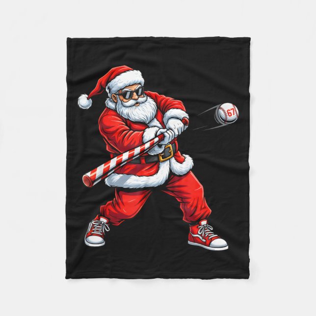 Manta Polar Christmas Baseball Player Santa Funny Xmas Boys Me (Anverso)