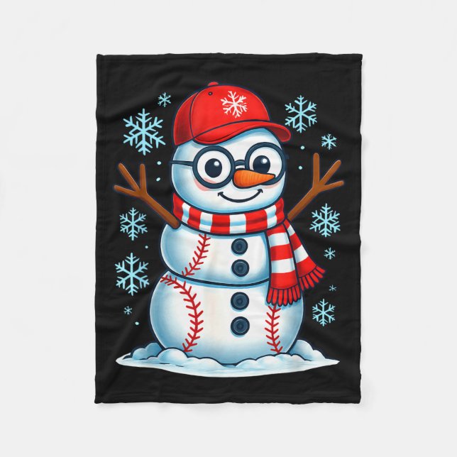 Manta Polar Christmas Baseball Snowman Xmas Pajamas Women Men  (Anverso)