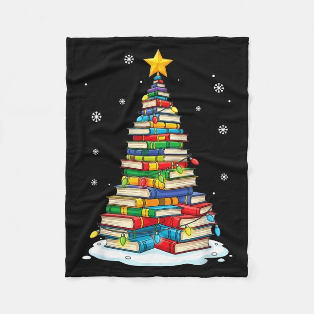 Manta Polar Christmas Book Tree Funny Librarians Books Lover  (Anverso)