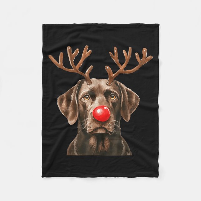 Manta Polar Christmas Brown Labrador Retriever Reindeer Dog Lo (Anverso)