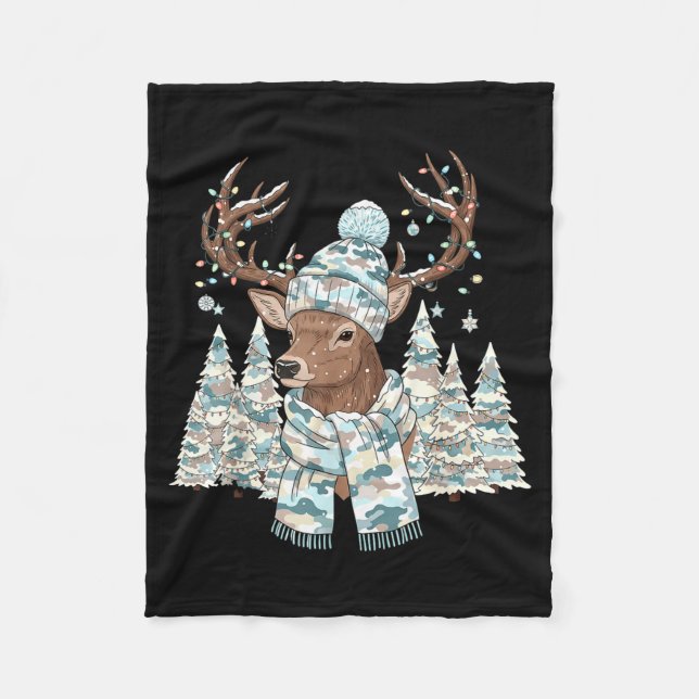 Manta Polar Christmas Camo Hunting Reindeer Pajamas With Deer  (Anverso)