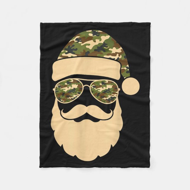 Manta Polar Christmas Camo Santa Sungles Hat Beard Cool Milita (Anverso)