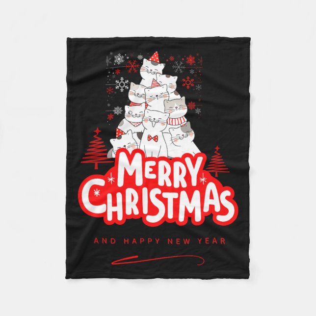 Manta Polar Christmas Cat Tee – Festive Kitty Holiday Art  (Anverso)