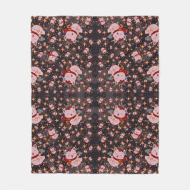 Manta Polar Christmas Cat With Santa Hat