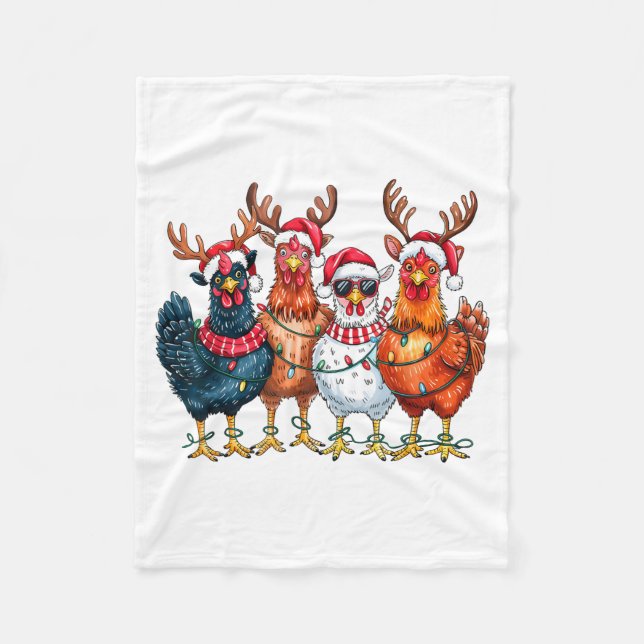 Manta Polar Christmas Chickens Reindeer Farm Animals Xmas Ligh (Anverso)
