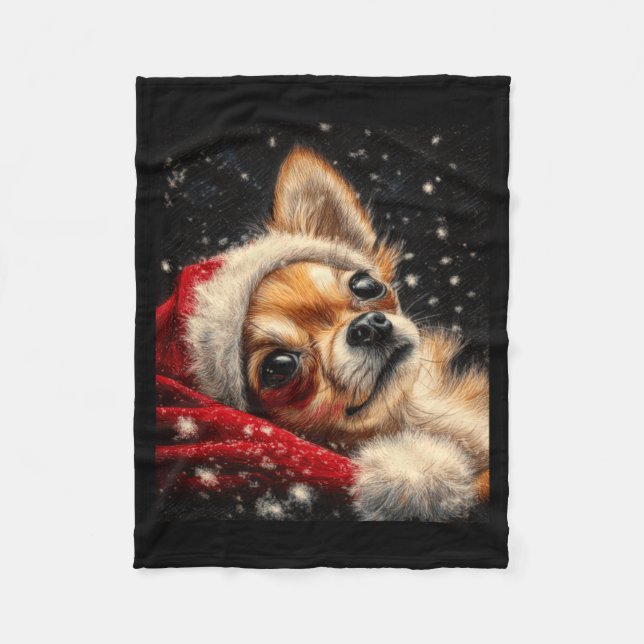 Manta Polar Christmas Chihuahua On A Long Sleeve  (Anverso)