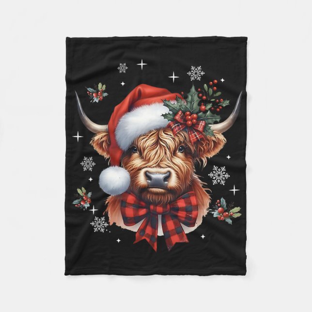 Manta Polar Christmas Coquette Cow Cute Moo Cow Xmas Holiday  (Anverso)