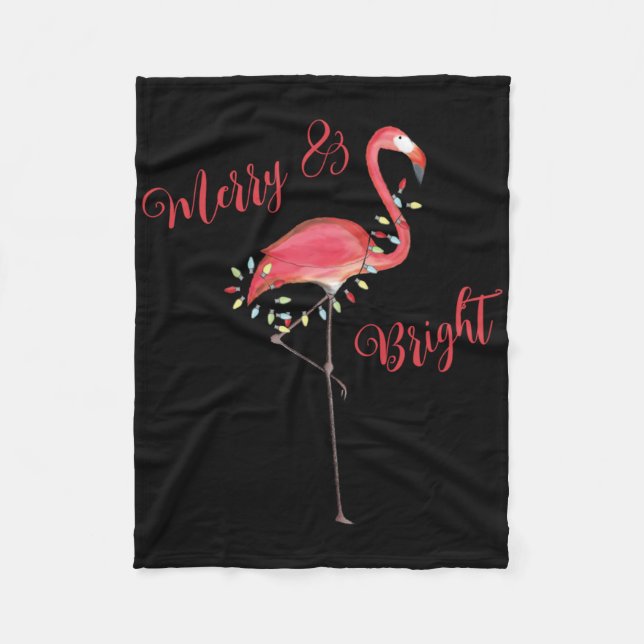 Manta Polar Christmas Cute Nk Flamingo String Lights T Shirt  (Anverso)
