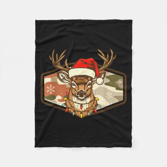 Manta Polar Christmas Deer Hunting Old School Camo, Xmas Hunti (Anverso)