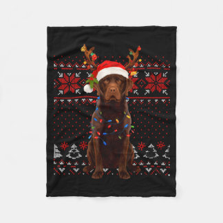 Manta Polar Christmas Dog With Hat And Lights - Funny Holiday 