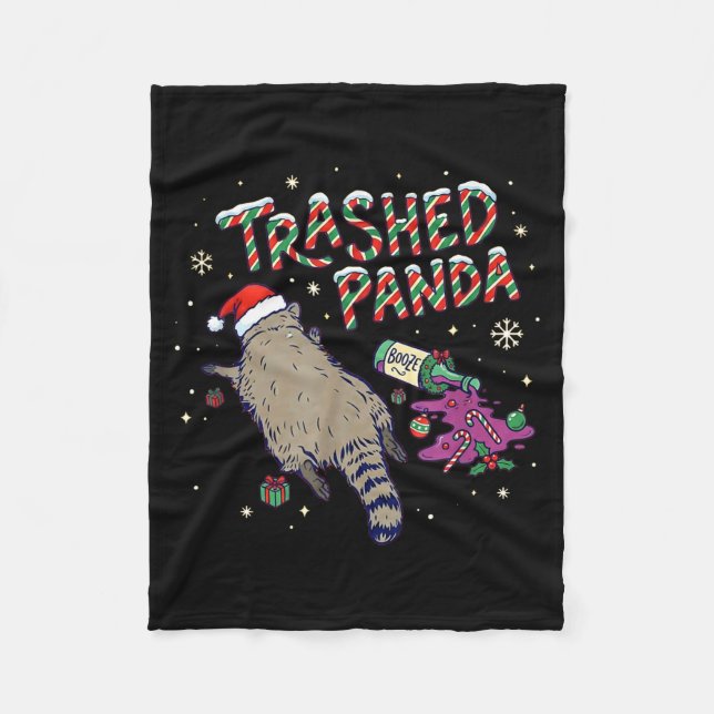 Manta Polar Christmas Funny Trashed Panda Racoon Gets Drunk Xm (Anverso)