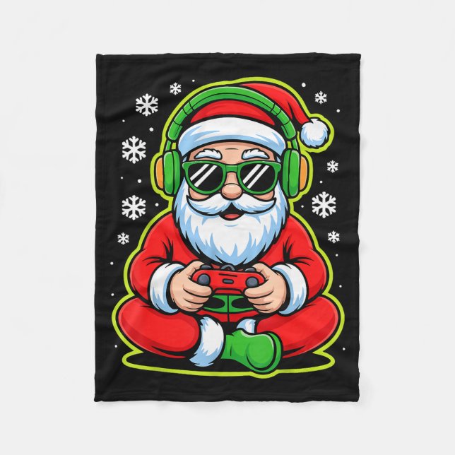 Manta Polar Christmas Gamer Boys Kids Santa Play Video Game  (Anverso)
