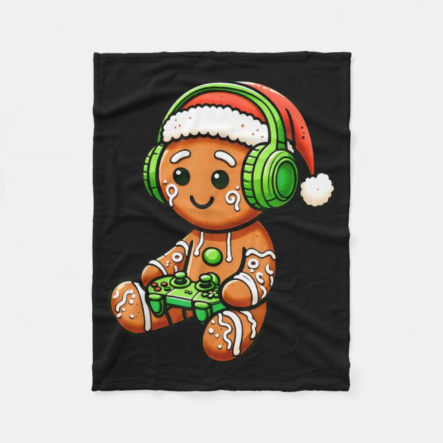 Manta Polar Christmas Gamer Gingerbread Santa Hat Xmas Gaming  (Anverso)